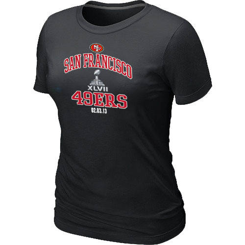  San Francisco 49 ers Super BowlXLVII Heart& Soul Black Womens TShirt 65 