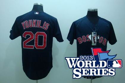 Boston Red Sox 20# Kevin Youkilis d.k blue Jersey w2013 World Series Patch