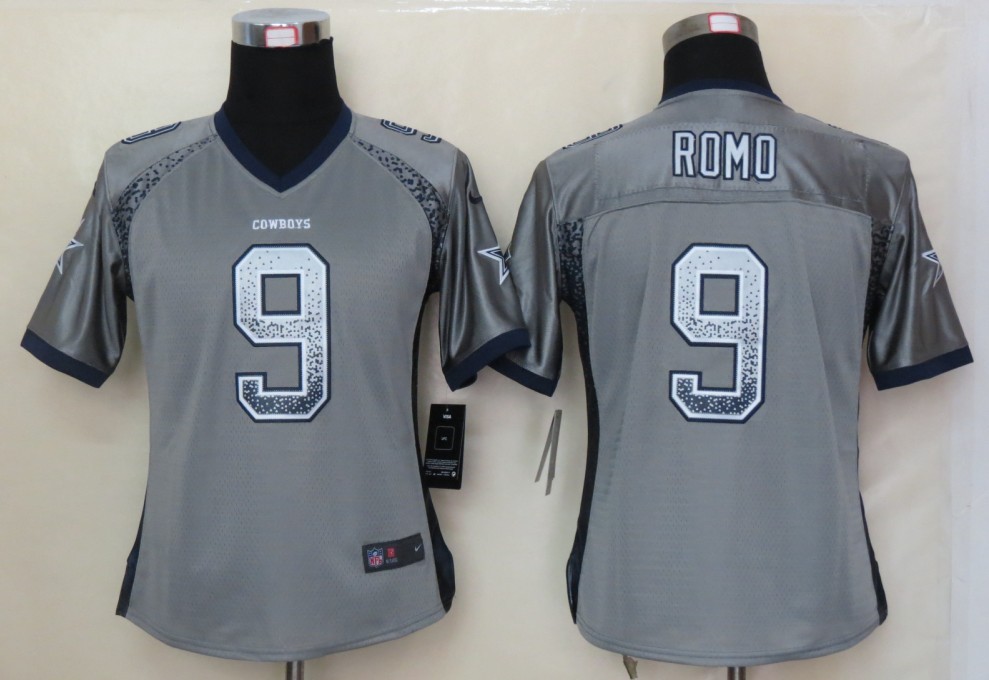 Women 2013 NEW Nike Dallas cowboys 9 Romo Drift Fashion Grey Elite Jerseys