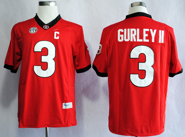 NCAA Georgia Bulldogs Todd Gurley 3 Red 2012 SEC Patch College Football Jersey