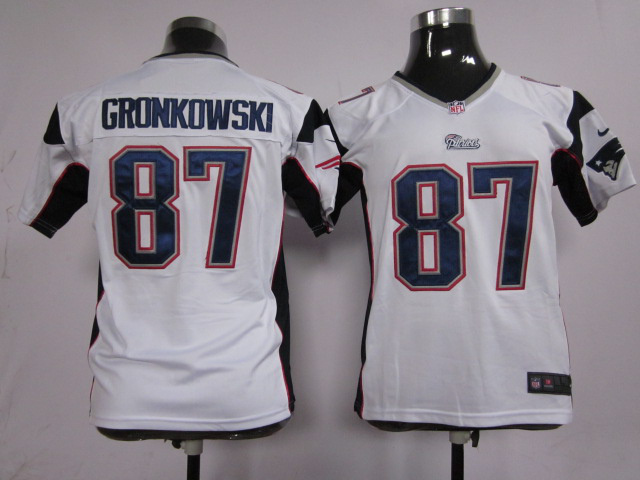 White Rob Gronkowski Patriots Youth Nike Game #87 Jersey