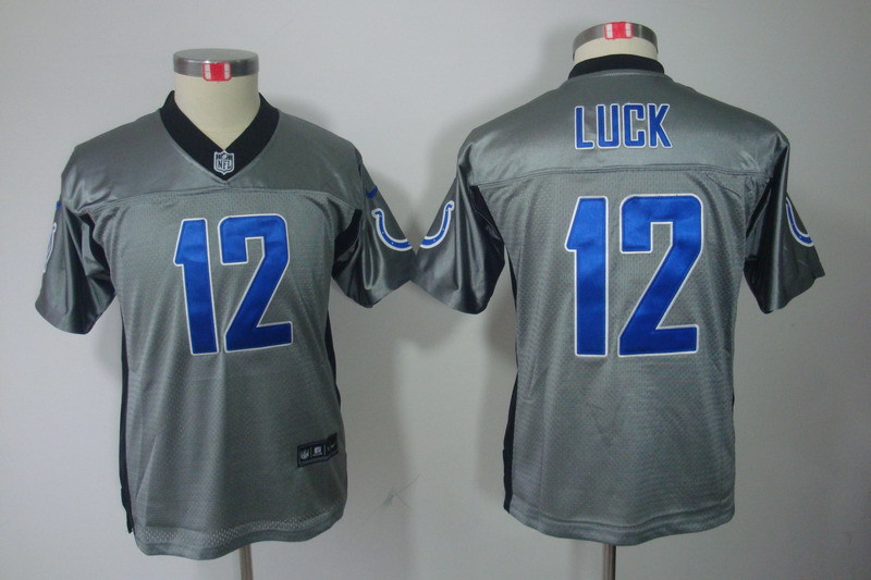 NFL Indianapolis Colts #12 Luck Youth Grey Lights Out Jersey