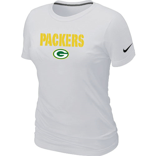  Nike Green Bay Packers Authentic Logo Womens TShirt White 33 