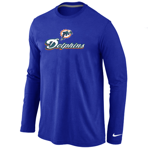 Nike Miami Dolphins Authentic Logo Long Sleeve T-Shirt Blue
