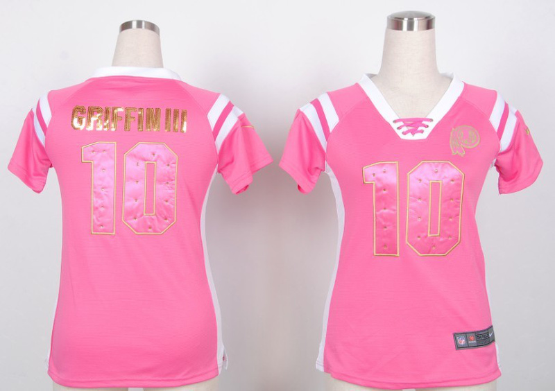 Washington Redskins #10 Griffin  Pink Womens Handwork Sequin lettering Fashion Jersey