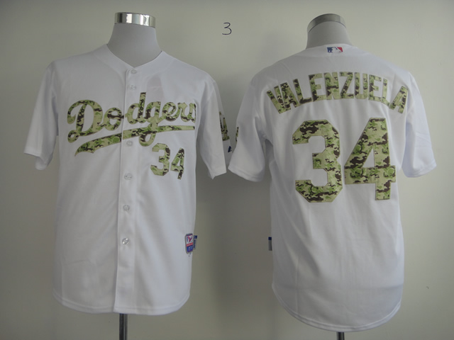 Los Angeles Dodgers Authentic 34 Valenzuela 2013 USMC Home Cool Base Jersey