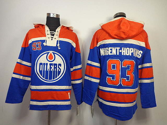NHL Hoodie Edmonton Oilers #93 Ryan Nugent-Hopkins sweater Blue and orange