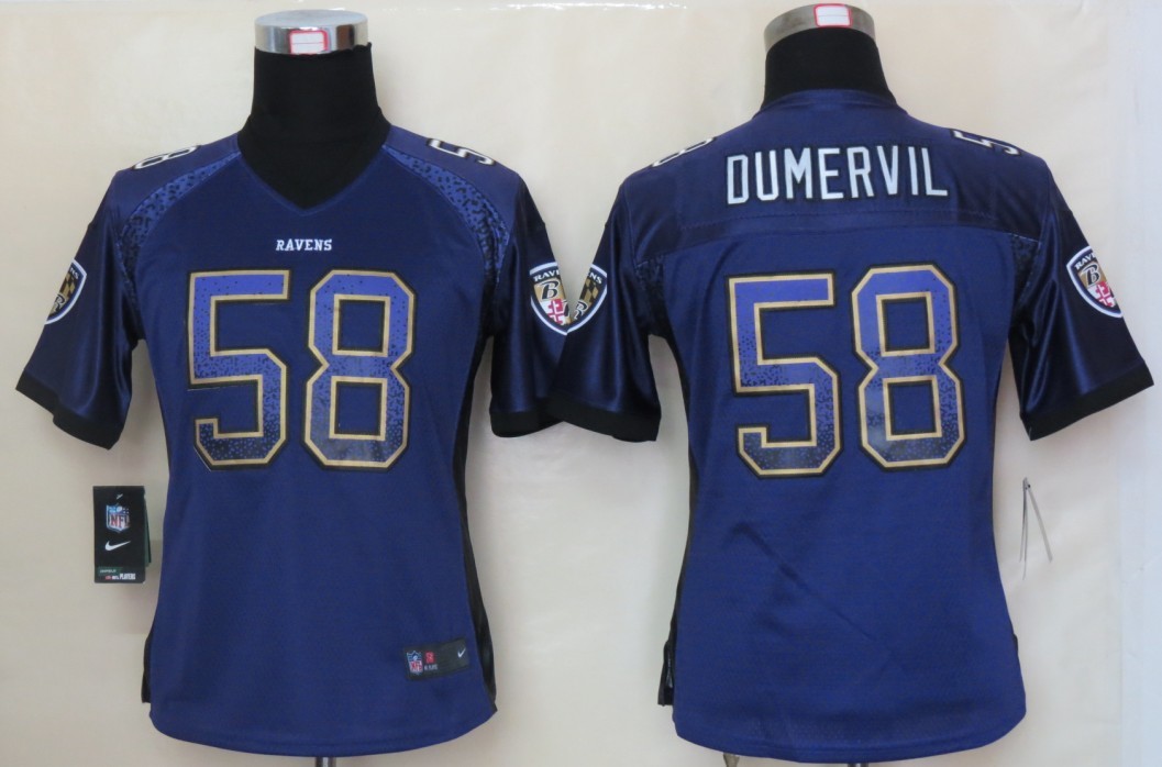 Women 2013 NEW Nike Baltimore Ravens 58 Dumervil Drift Fashion Purple Elite Jerseys