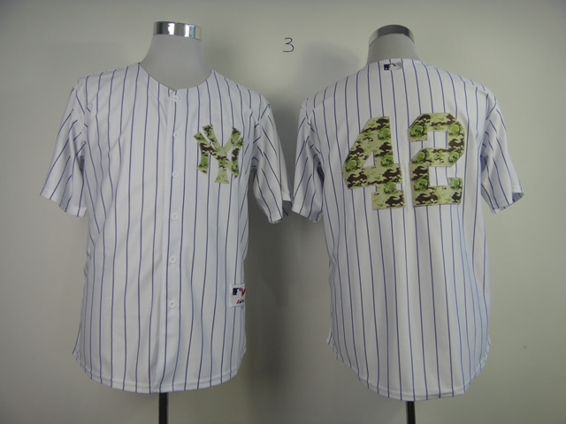 MLB New York Yankees #42 Rivera Authentic 2013 USMC Home Jersey White