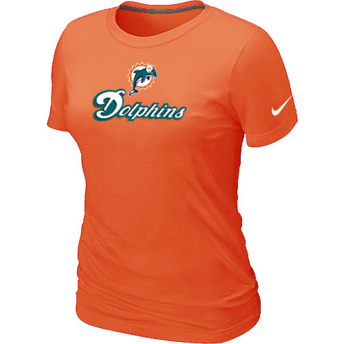  Nike Miami Dolphins Authentic Logo Womens TShirt Orange 5 