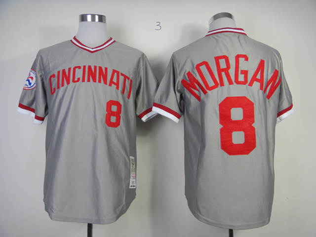 MLB Cincinnati Reds #8 Morgan Grey Throwback Jersey