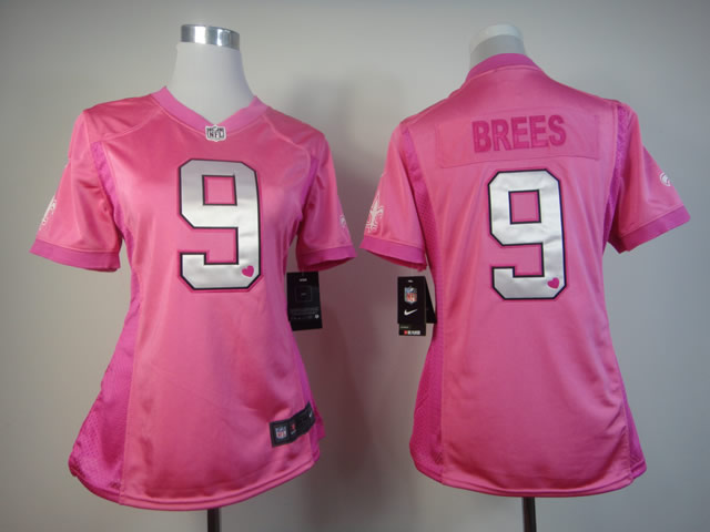 NFL New Orleans Saints #9 Brees Women Pink Jersey