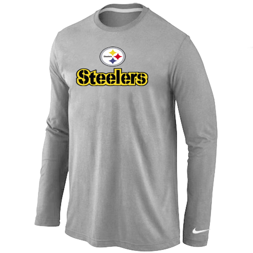 Nike Pittsburgh Steelers Authentic Logo Long Sleeve T-Shirt Grey