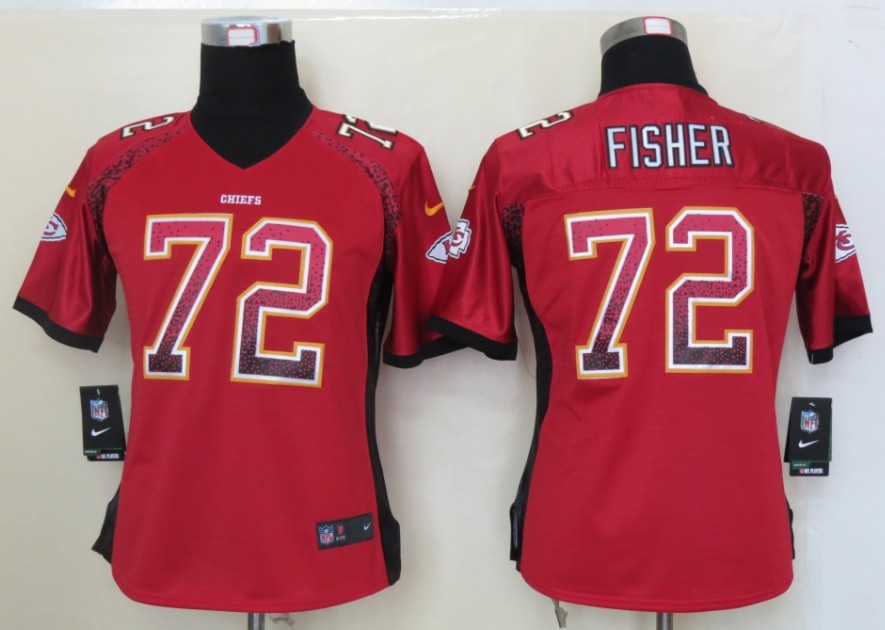 Women 2013 NEW Nike Kansas City Chiefs 72 Fisher Drift Fashion Red Elite Jerseys