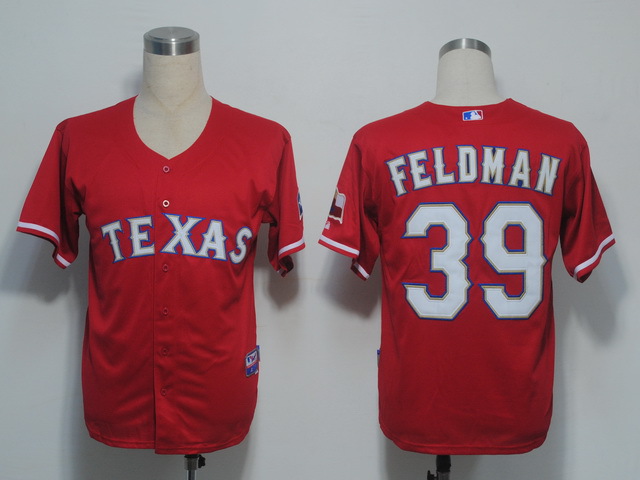 MLB Jerseys Texas Rangers 39 Feldman Red Cool Base