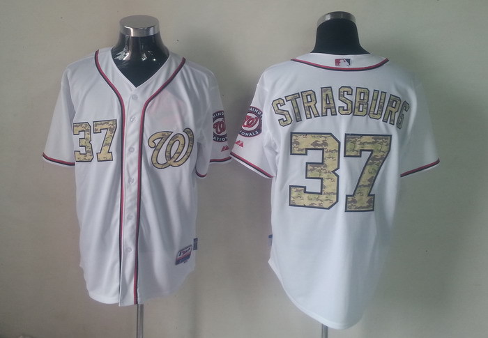 MLB Washington Nationals #37 Strasburg white camo Jersey