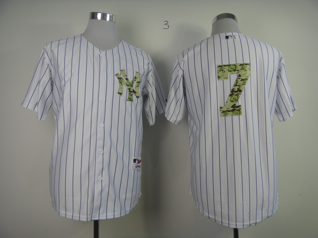 MLB New York Yankees #7 Mantle Authentic 2013 USMC Home Jersey White