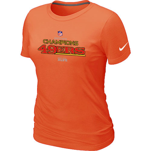  Nike San Francisco 49 ers 2012 NFC Conference Champions Trophy Collection Long Orange Womens TShirt 6 