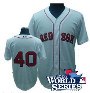 Boston Red Sox #40 John Lackey jerseys white 2013 World Series Patch