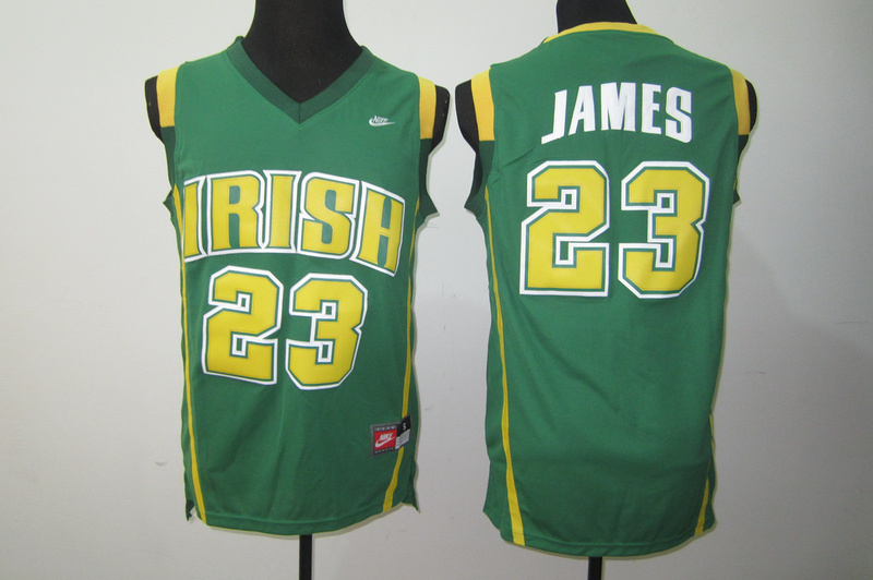 NCAA Nike Irish High School Lebron James #23 Green Basketball Throwback jerseys