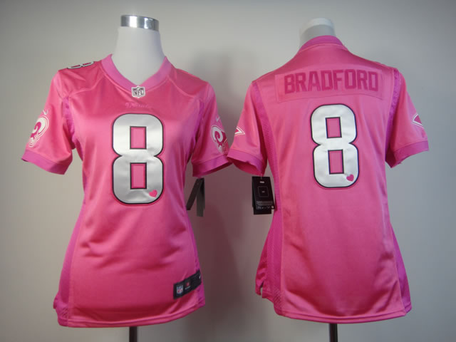 NFL St. Louis Rams #8 Bradford Women Pink Jersey