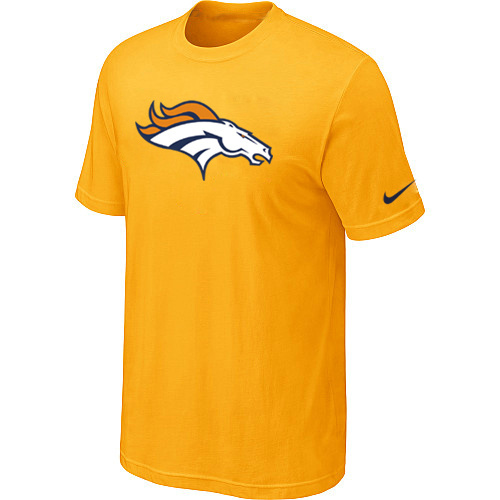  Denver Broncos Sideline Legend Authentic Logo TShirt Yellow 85 