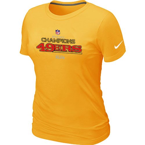  Nike San Francisco 49 ers  2 01 2  NFC Conference Champions Trophy Collection Long Yellow Womens TShirt 2 