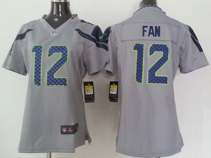 Nike NFL Seattle Seahawks #12 Fan Grey Women Jersey