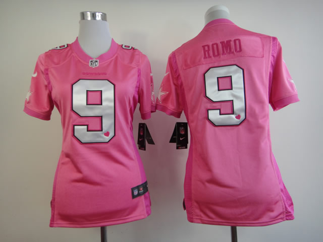 NFL Dallas Cowboys #9 Romo Women Pink Jersey