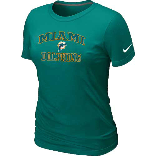  Miami Dolphins Womens Heart& Soul L- Green TShirt 28 