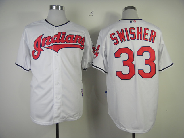 MLB Cleveland Indians #33 Swisher White Jersey