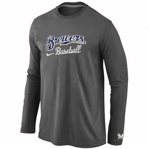 Nike Milwaukee Brewers Long Sleeve T-Shirt D.Grey
