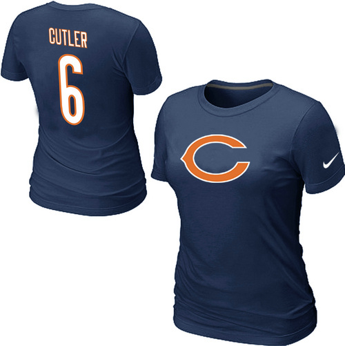  Nike Chicago Bears 6  Jay Cutler Name& Number Womens TShirt Blue 22 