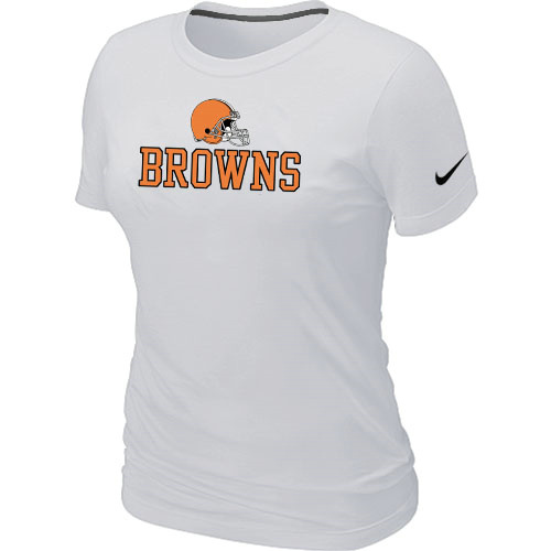  Nike Cleveland Browns Authentic Logo Womens TShirt White 3 