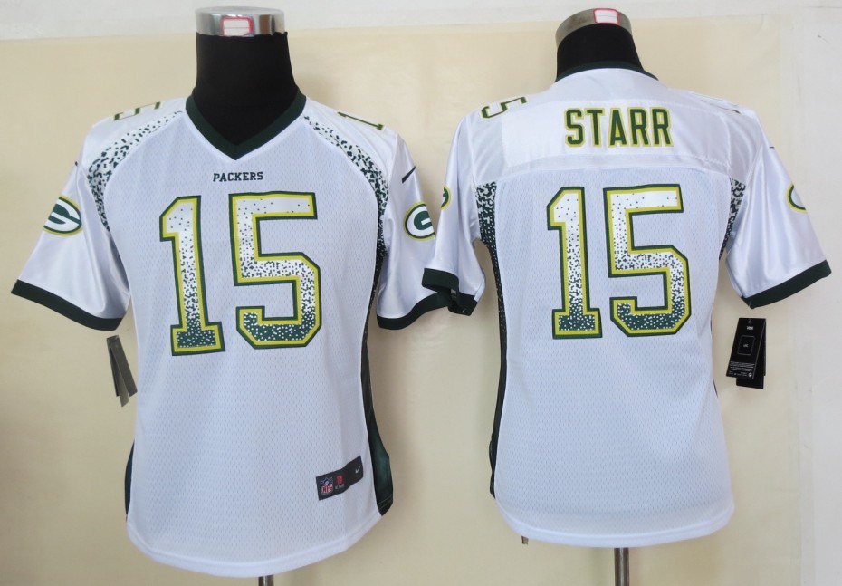 Women 2013 NEW Nike Green Bay Packers 15 Starr Drift Fashion White Elite Jerseys