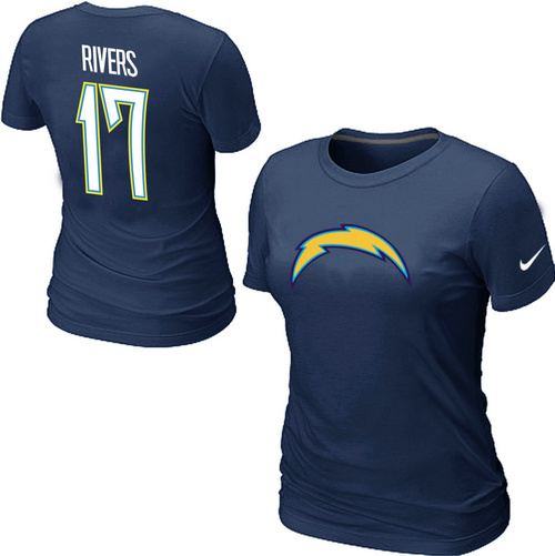  Nike San Diego Chargers Phillip Rivers Name& Number Womens TShirt D- Blue 16 