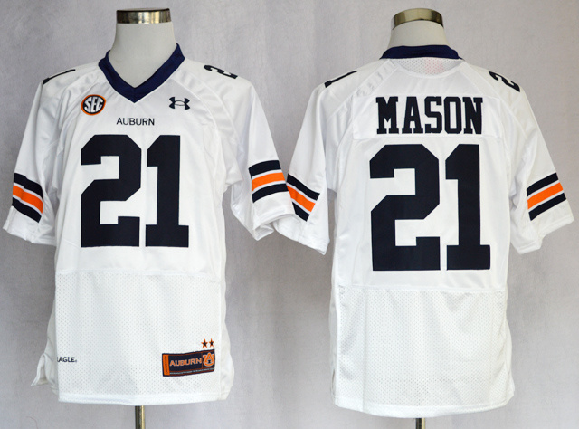 NCAA Auburn Tigers #21 Tre Mason White Jersey