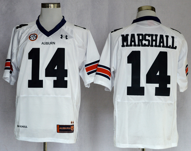 NCAA Auburn Tigers #14 Nick Marshall White Jersey
