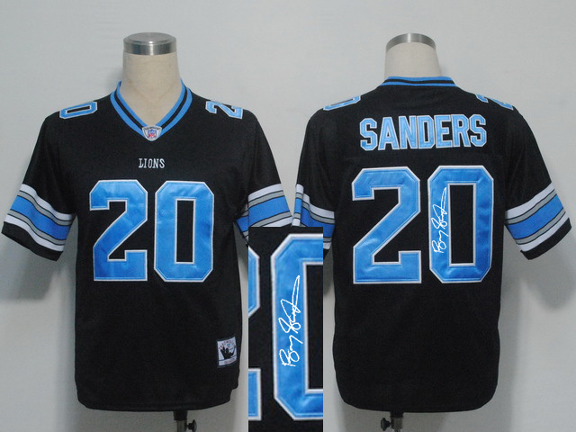 Mitchell & Ness Detroit Lions Barry Sanders #20 Black Signature Throwback Jersey