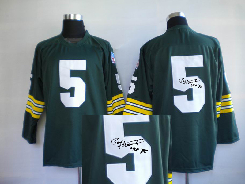 Green Bay Packers #5 Green Signature Throwback Long Sleeve Jersey