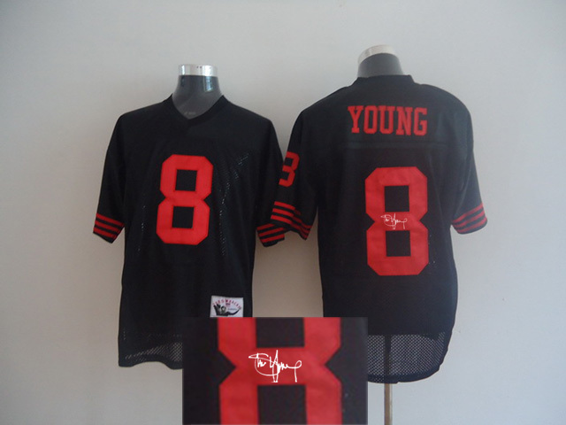 San Francisco 49ers #8 Young Signature Black Throwback Jersey