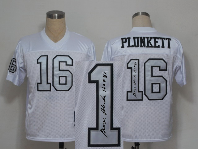 Mitchell and Ness Oakland Raiders #16 Jim Plunkett Signature White Number Throwback Jersey