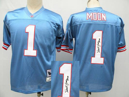 Mitchell & Ness Houston Oilers #1 Moon Signature Blue Throwback Jersey