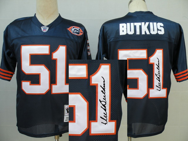 Mitchell & Ness Chicago Bears #51 Dick Butkus Throwback Blue Signature Jersey