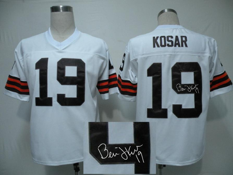 Cleveland Browns 19 Kosar Signature White Throwback Jersey