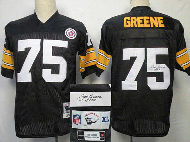 Pittsburgh Steelers #75 Joe Greene Signature Black Throwback Jersey