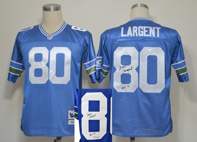 Steve Largent Steve Largent #80 White Signature Blue Throwback Jersey