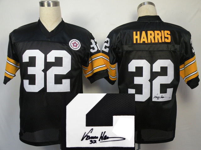 Pittsburgh Steelers Franco Harris #32 Black Signature Throwback Jersey