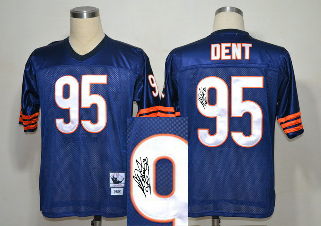 Mitchell & Ness Chicago Bears #95 Richard Dent Throwback Signature Blue Jersey