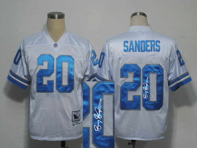 Mitchell & Ness Detroit Lions Barry Sanders #20 White Signature Throwback Jersey